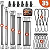 35 PCS Black Bungee Cords Assorted Sizes, Heavy Duty E