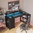 Black L Shaped Desk with Led Lights B