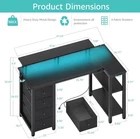 Black L Shaped Desk with Led Lights C