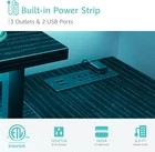 Black L Shaped Desk with Led Lights E