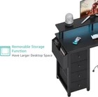 Black L Shaped Desk with Led Lights G