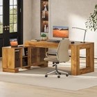 Brown 63in L Shaped Executive Desk C