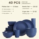 Dk Blue 40pc Wheat Straw Dinnerware B