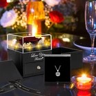 Perserved Wine Red Real Rose Necklace D