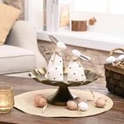 2pc Ceramic White Gold Bunny Figurines E