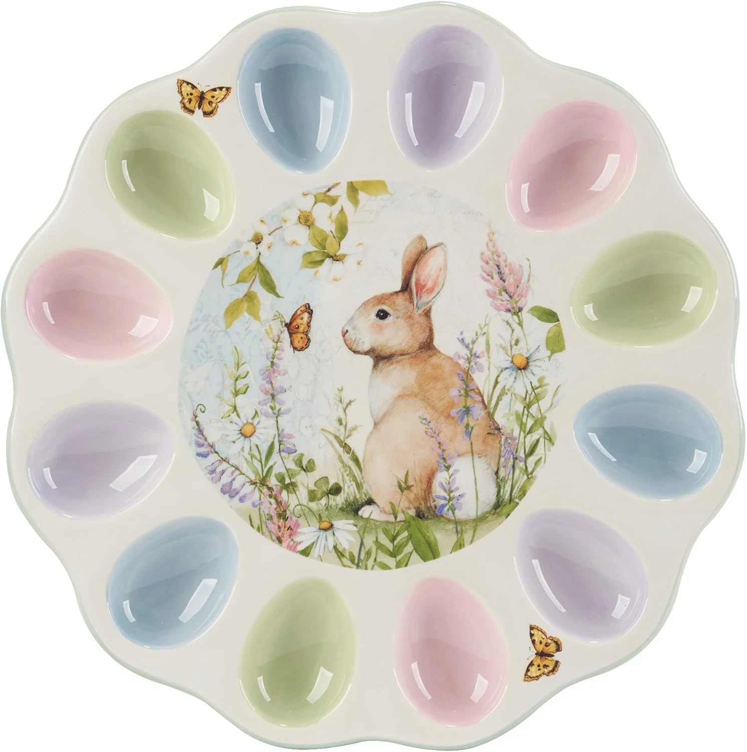 Easter Meadow 12.25in Ceramic Deviled Egg Plate A